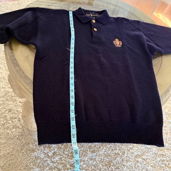 VTG Polo Ralph Lauren Blue Collared Crest Two Button Lambswool Sweater Men’s M - Picture 11 of 11
